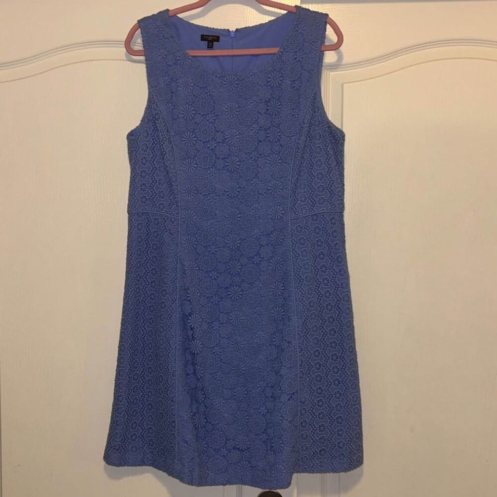 Talbots periwinkle blue purple lace a line event dress woman's 16P petite XLP
